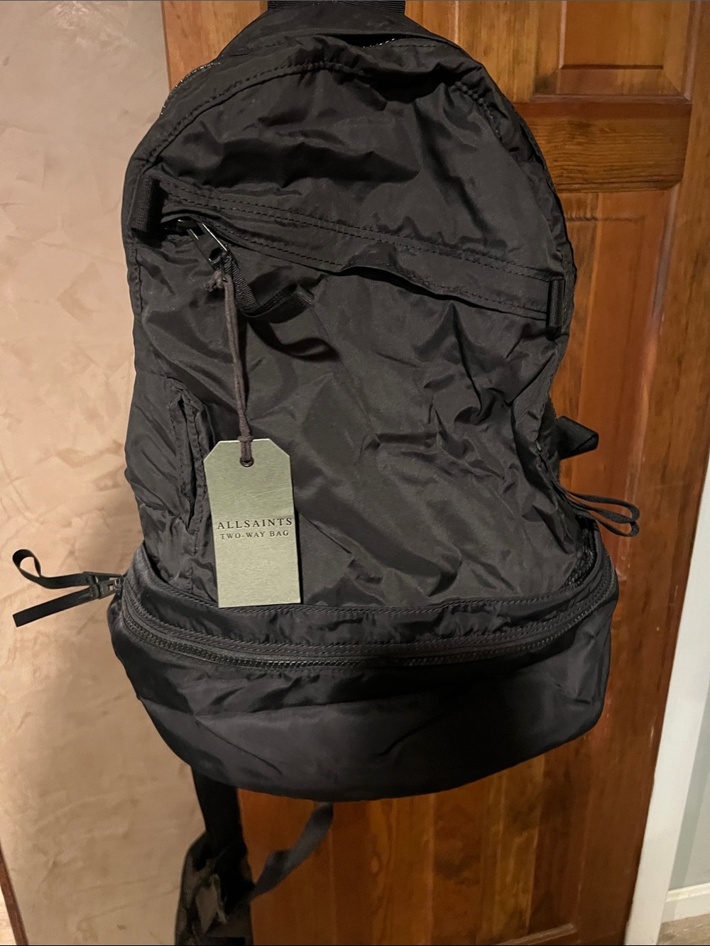 AllSaints Black Two-Way Bag Tag Detail - Picture 6 of 6